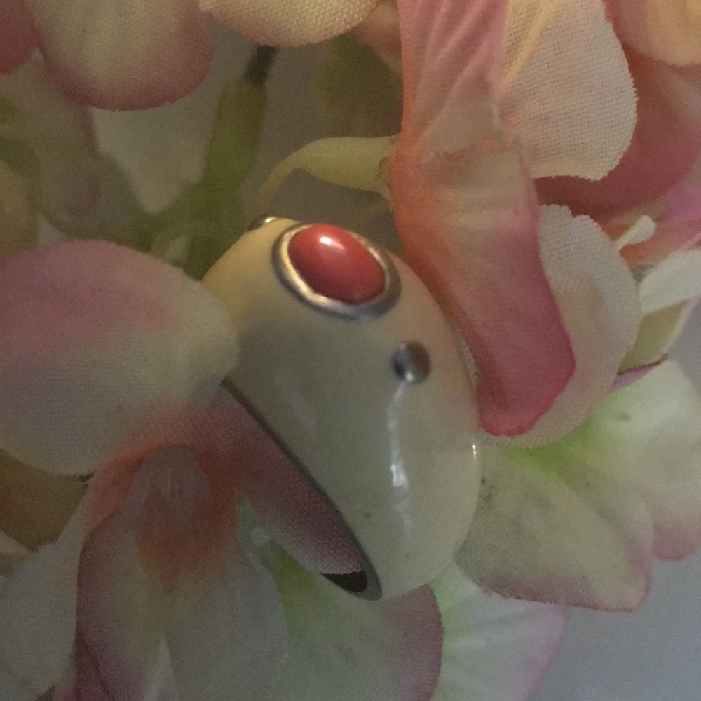 Women’s Ivory and Orange enamel ring